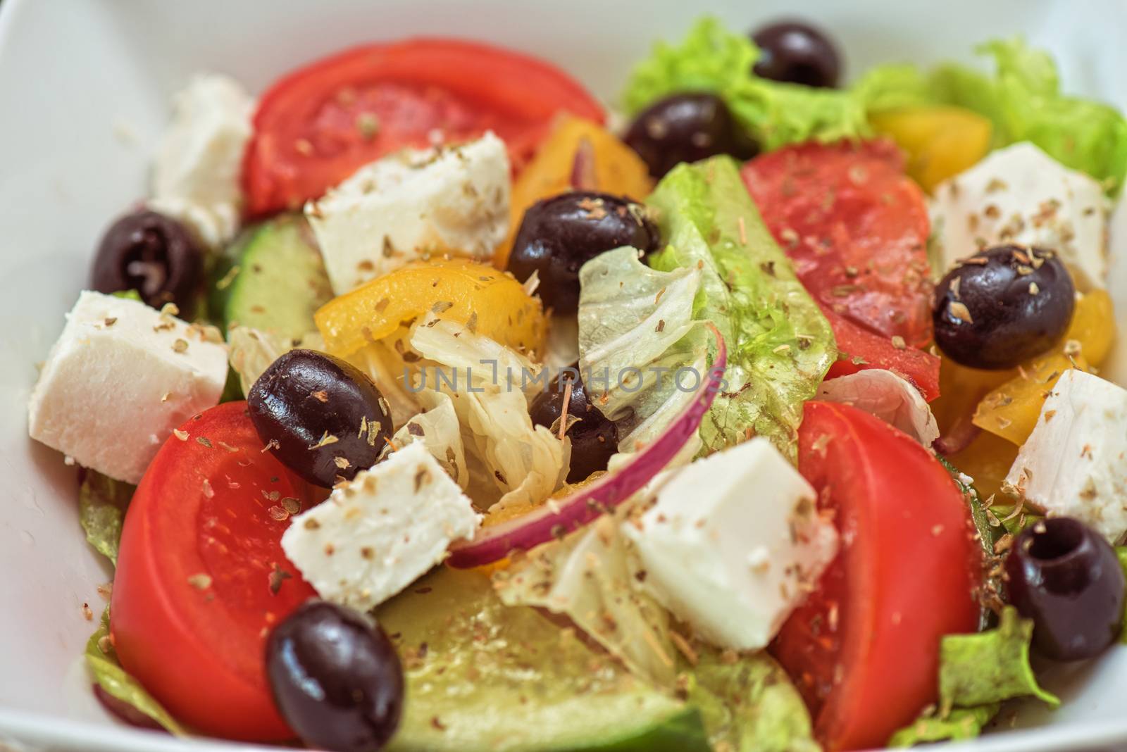 Greek salad (feta cheese, olive and vegetables)