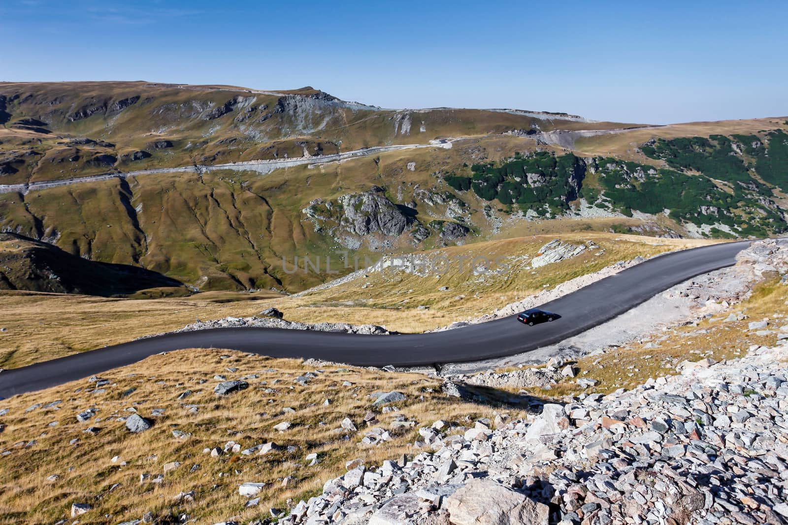 Transalpina the highest altitude road crossing the Caphatian mountains in Romania