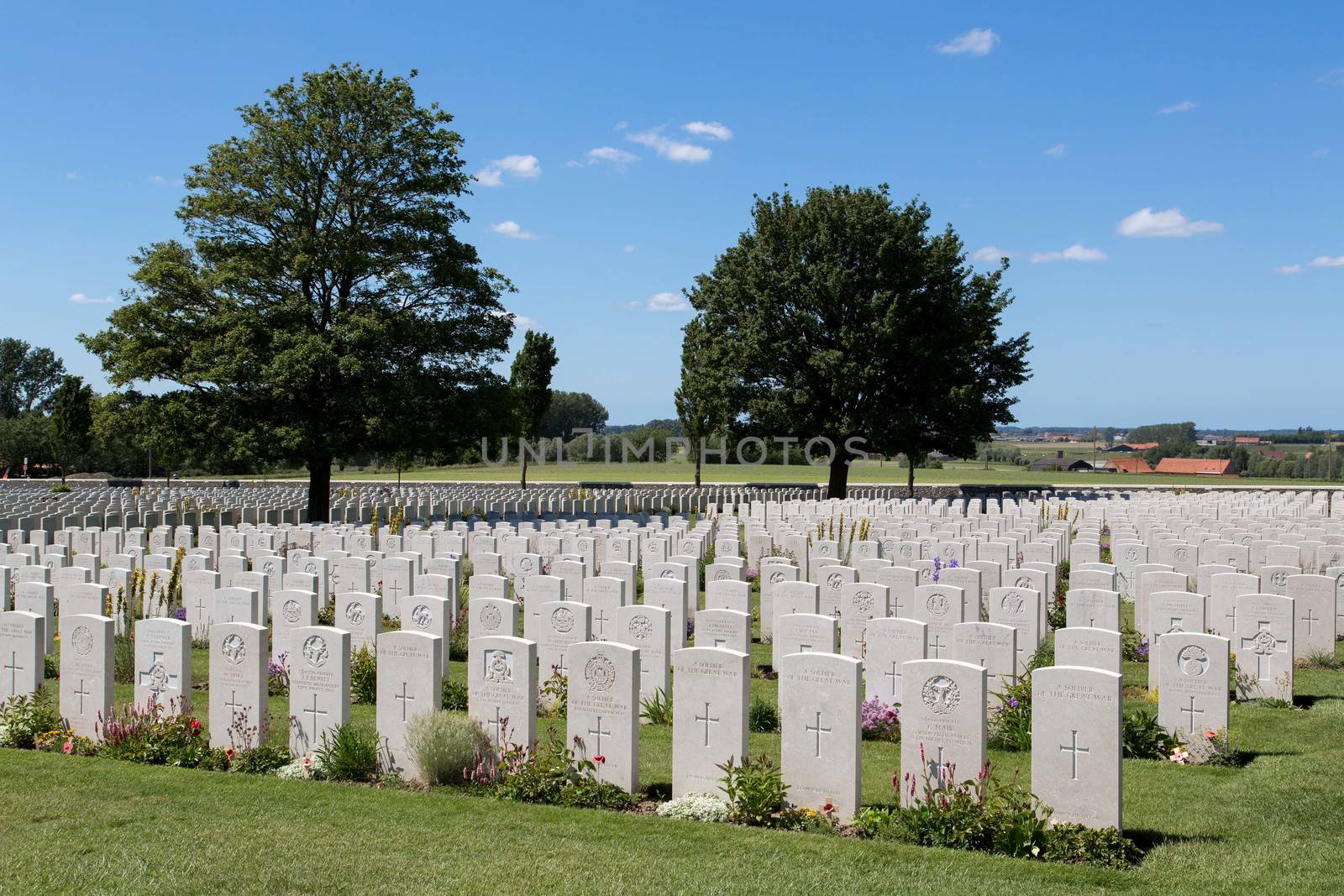 Tyne Cot World War One Cemetery, the largest British War cemetery in the world in Passendale, Belgium