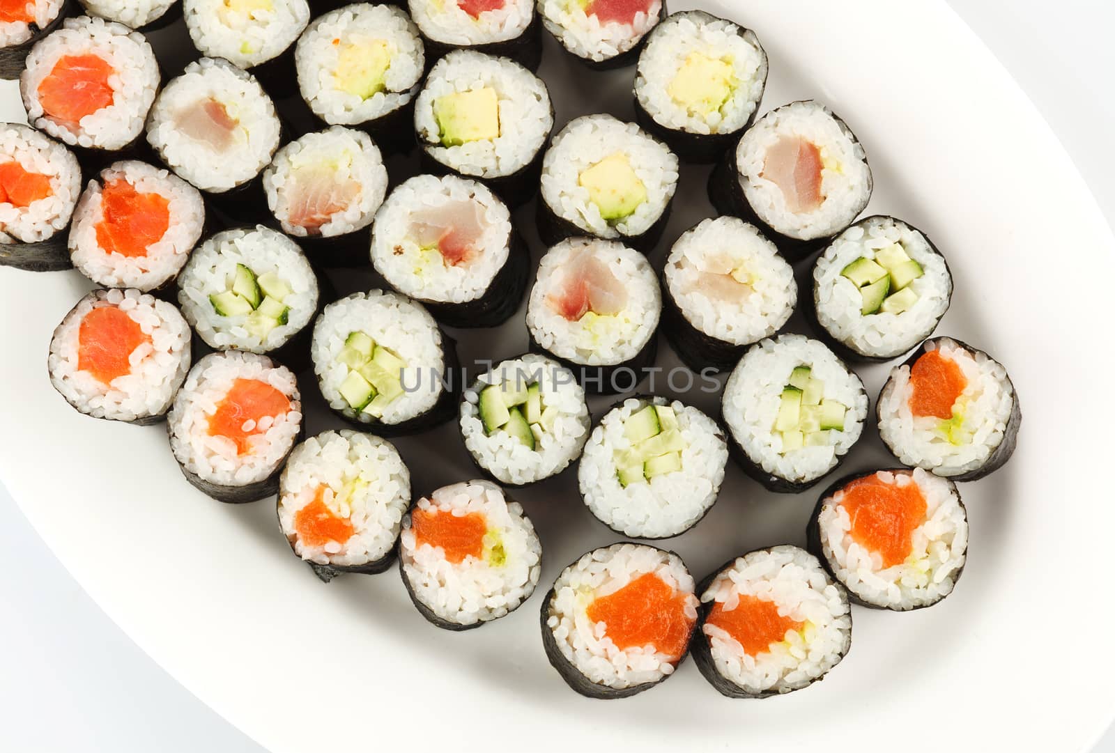 Sushi rolls set  on white backgraund