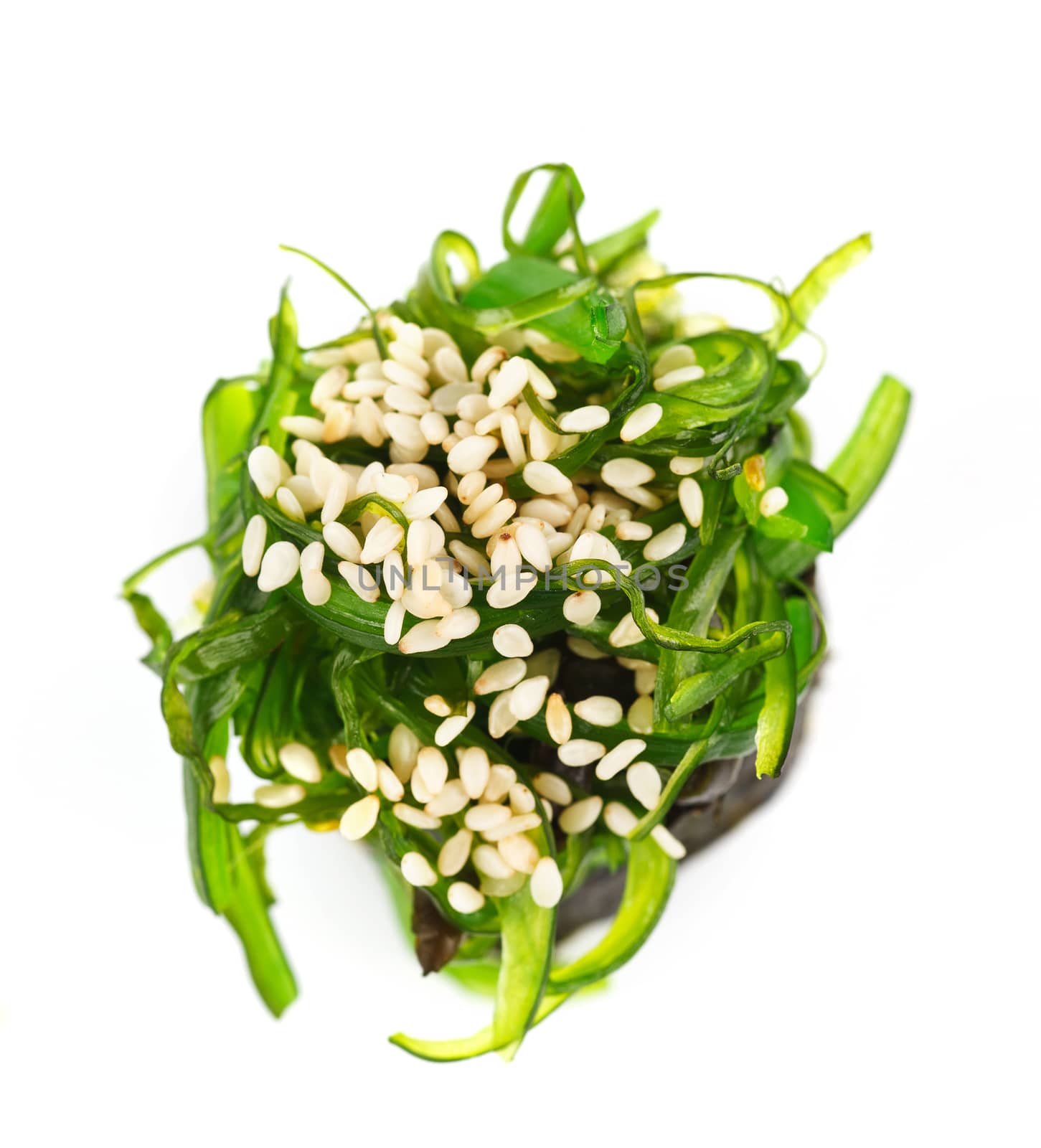 Traditional japanese sushi with algae isolated