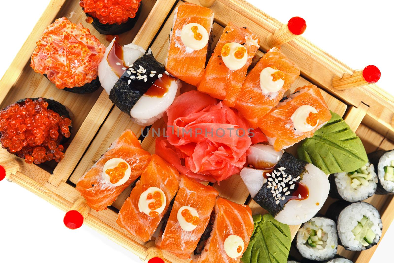 Set of Sushi roll on white  backgraund