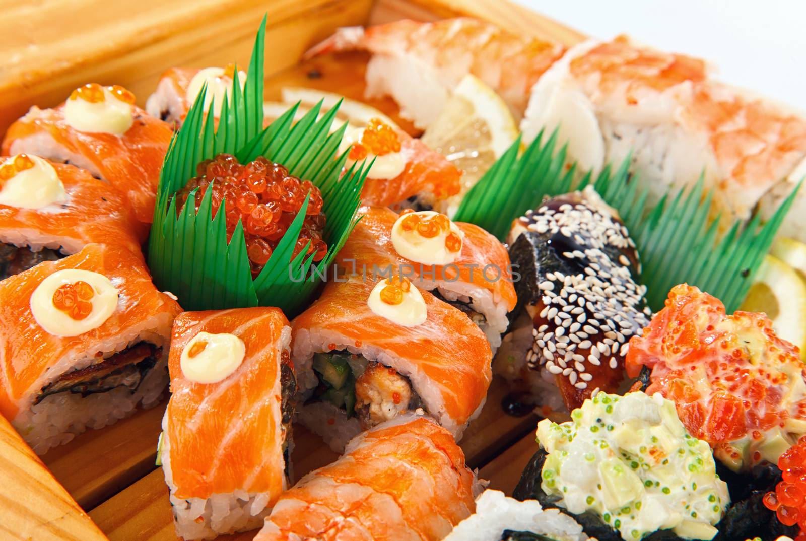 Sushi rolls set  on white backgraund