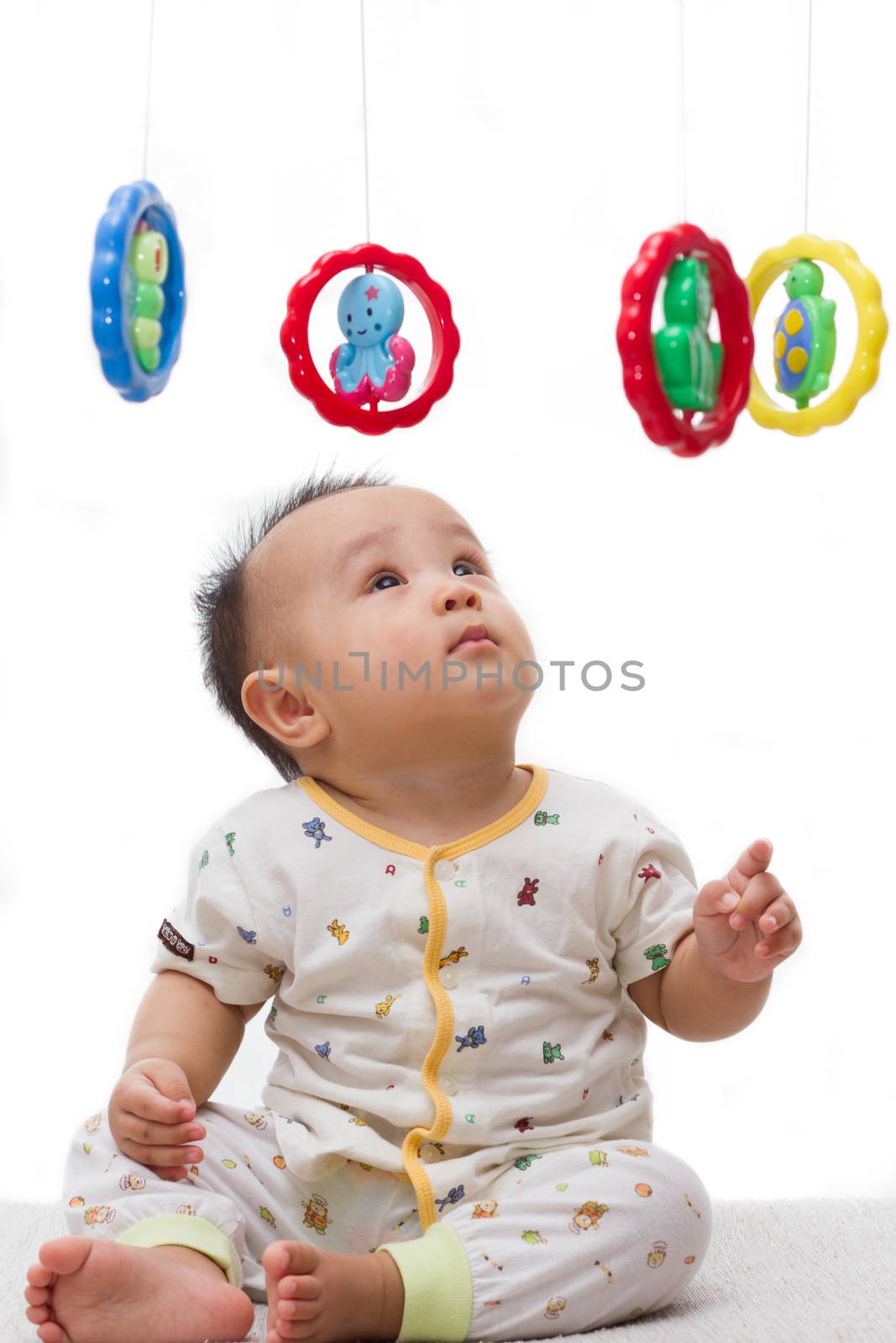 Asian Chinese  children playing in white background