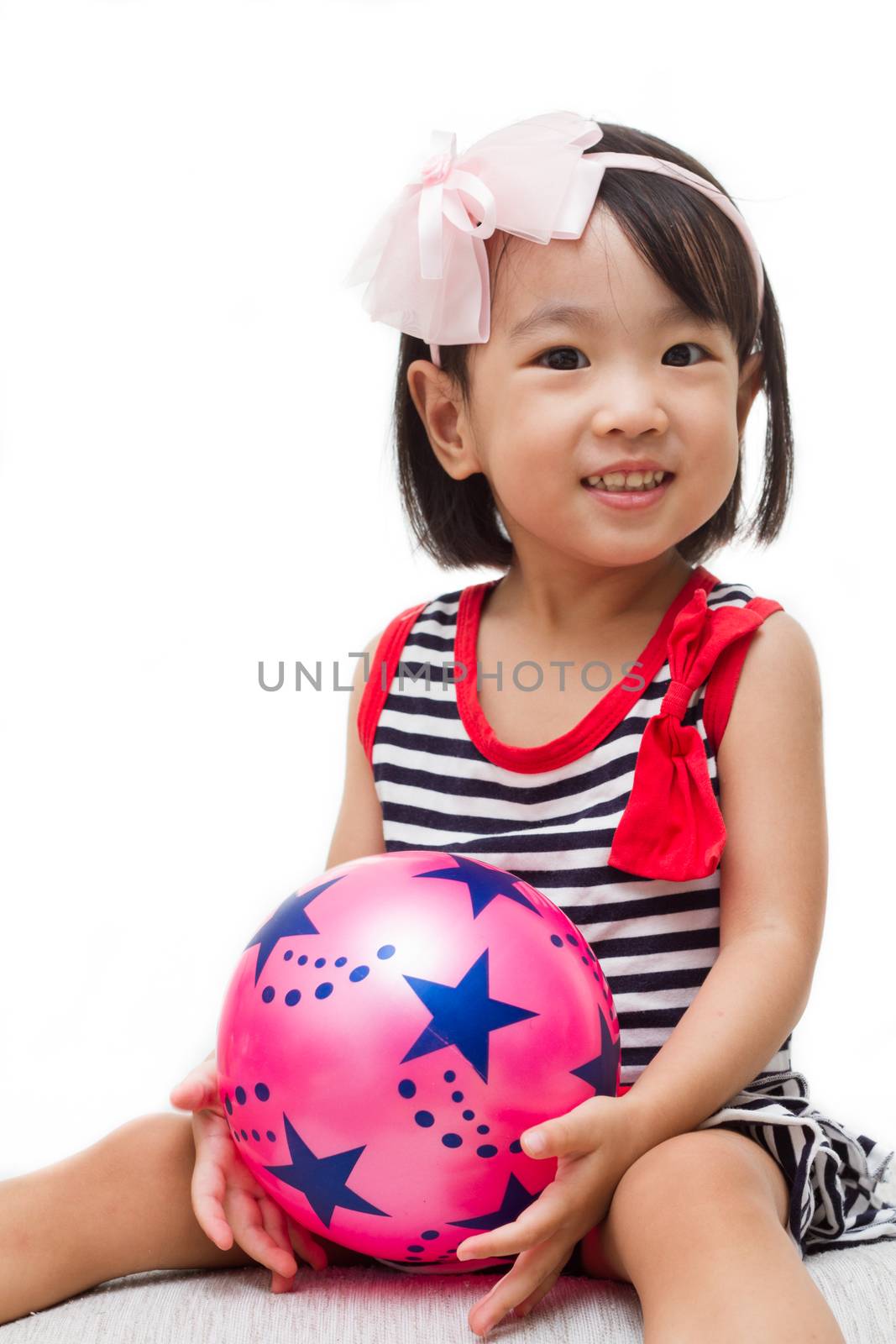 Asian Chinese Girl Holding Ball in white background