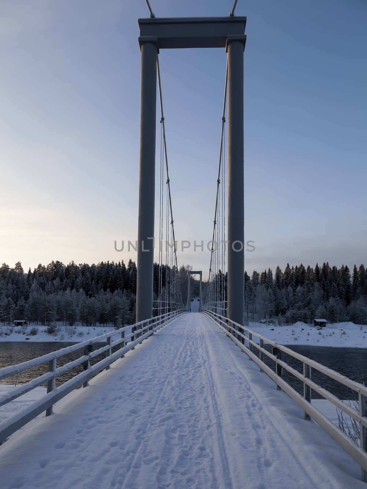 A bridge from a closer perspective in a winter landscape