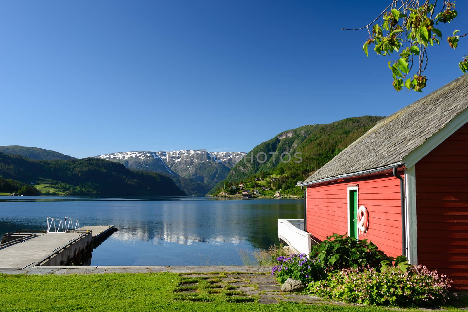 Fjord view with boathouse by pljvv