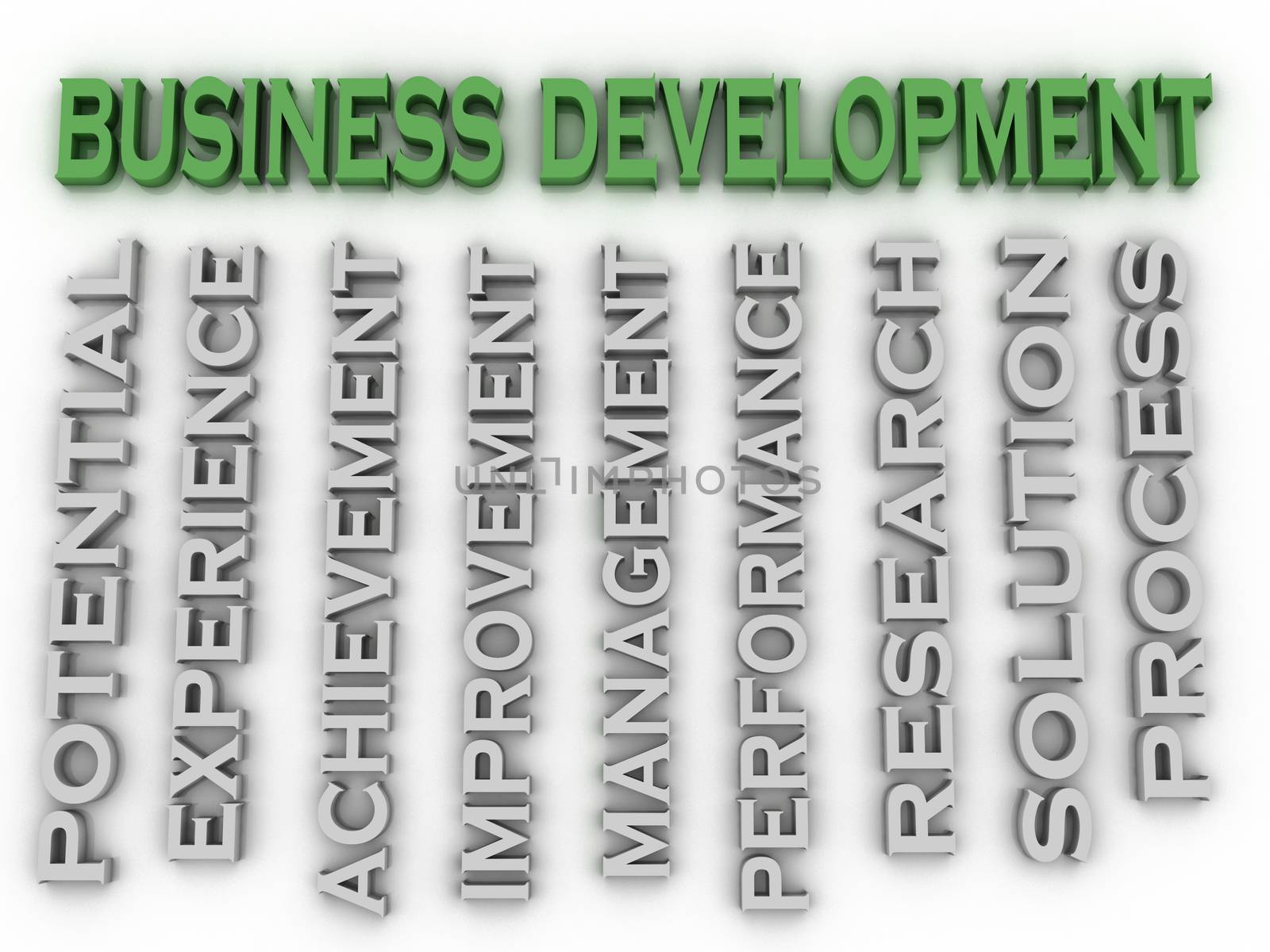 3d image Business development issues concept word cloud background