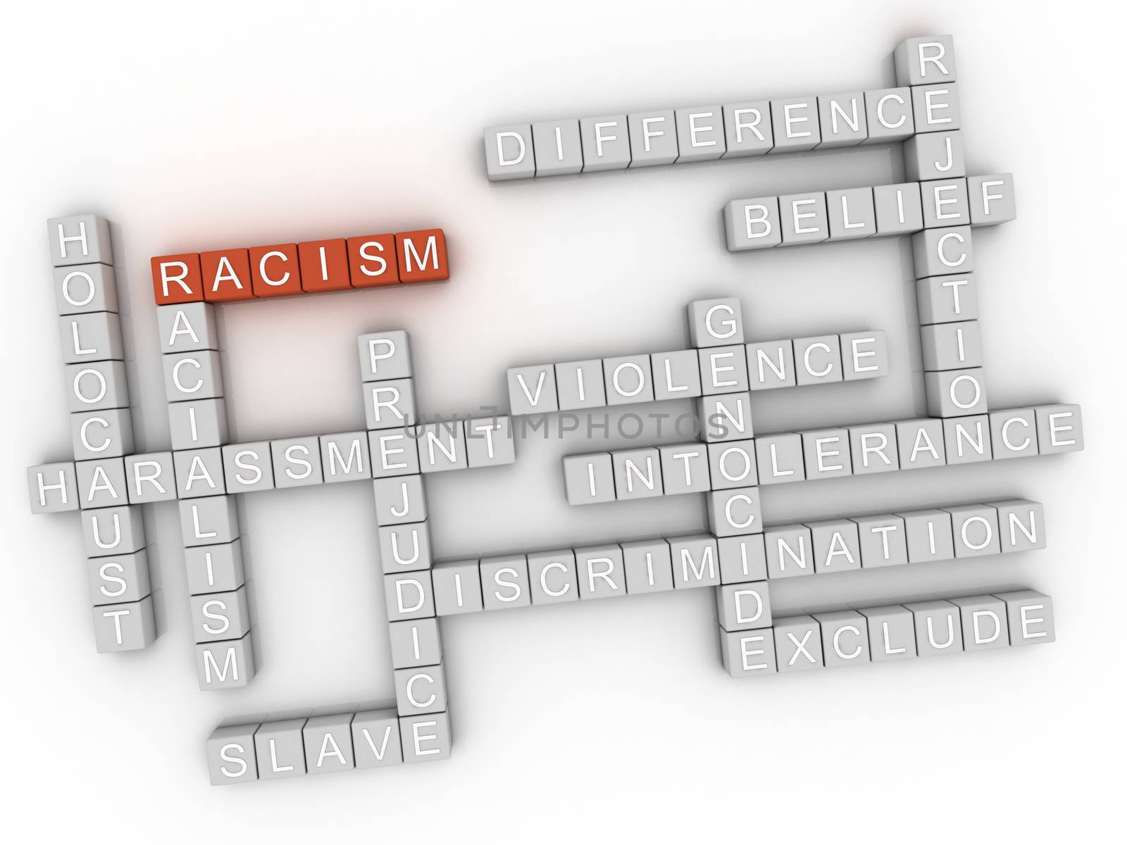 3d image Racism issues concept word cloud background by dacasdo