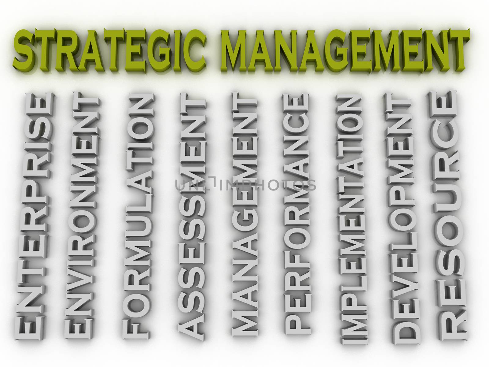 3d image Strategic management issues concept word cloud backgrou by dacasdo