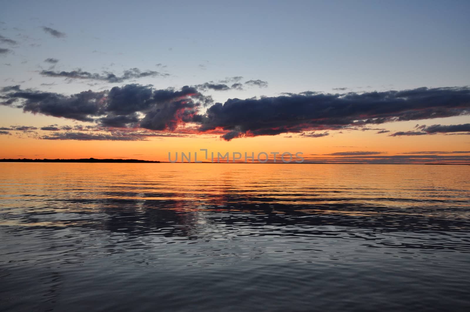 Sunset over lake Vättern in Sweden