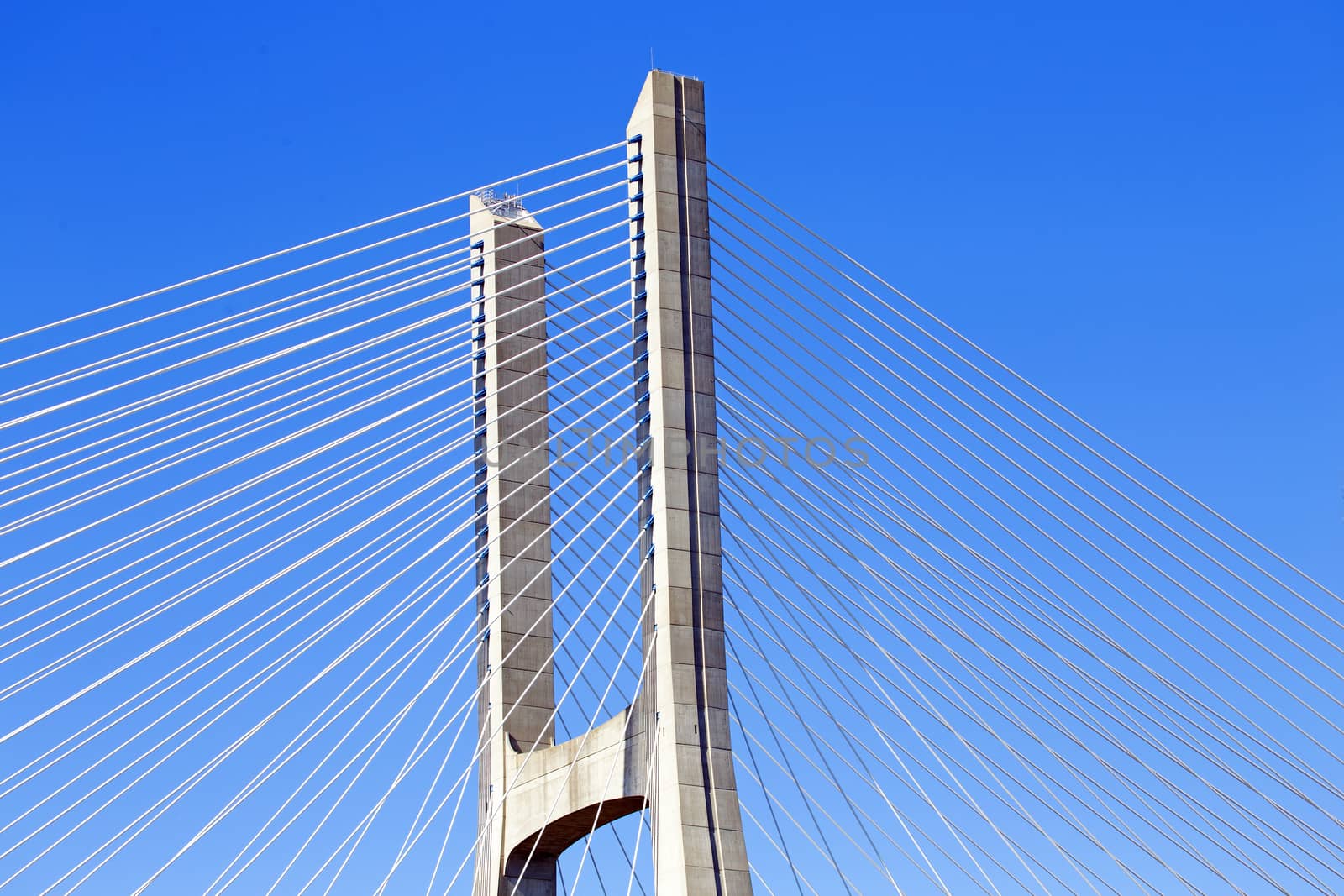Detail from the Vasco da Gama Bridge in Lisbon Portugal