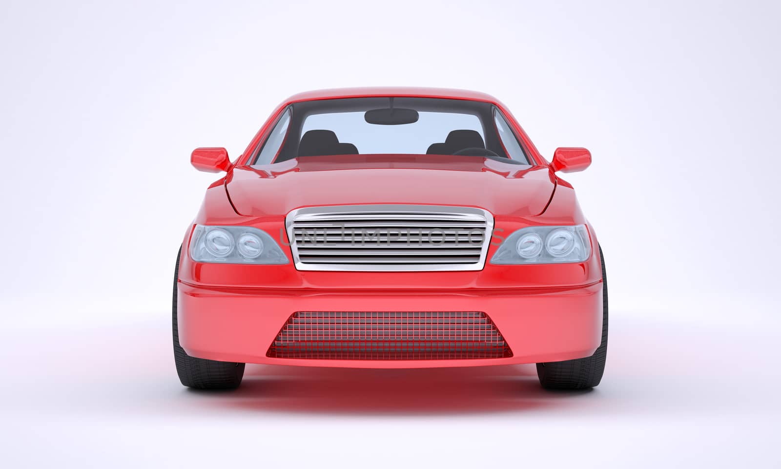 Image of red car on white background, front view