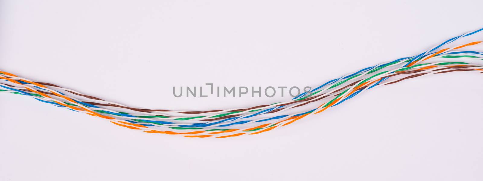 Colorful cable wires on isolated white background