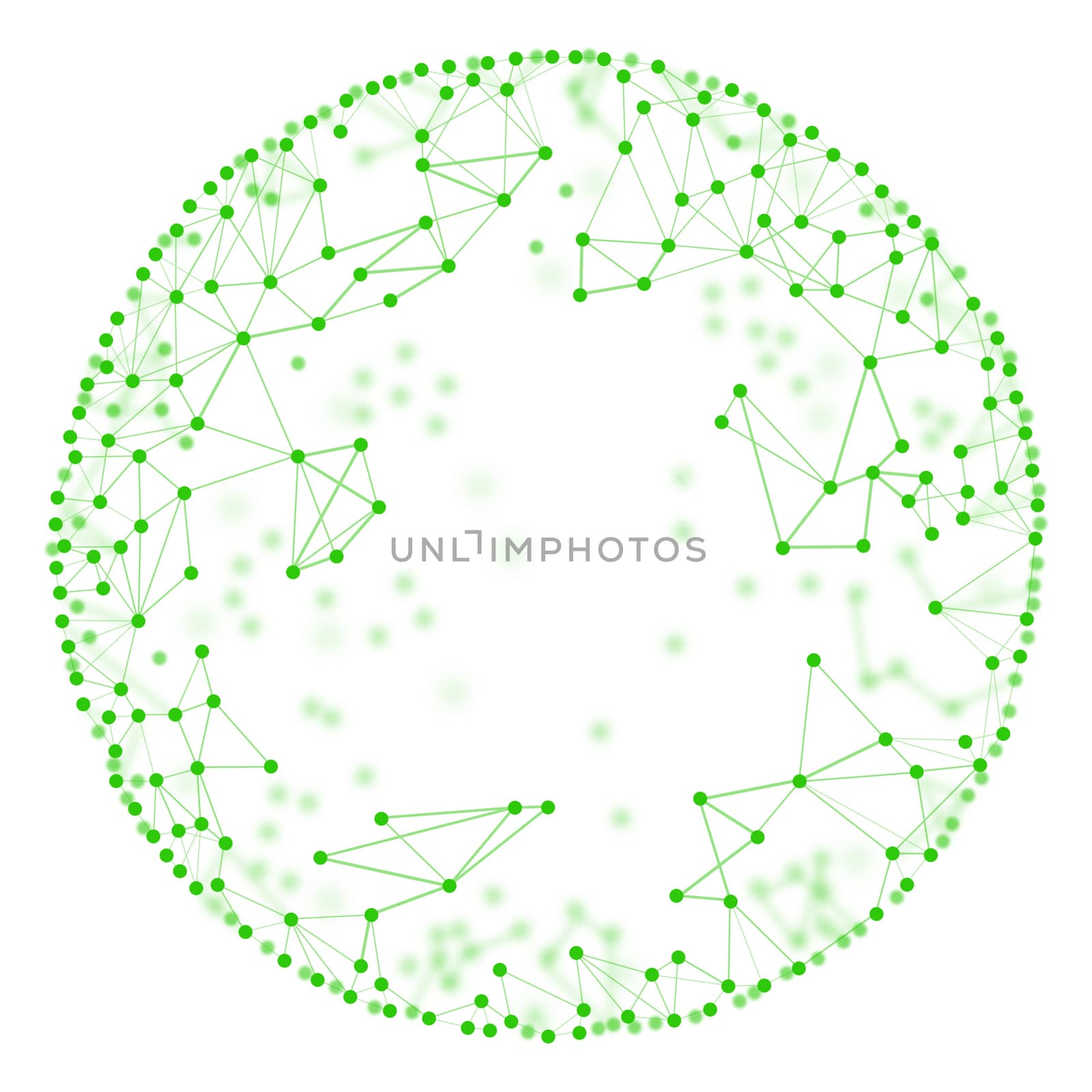 Green molecule model on isolated white background