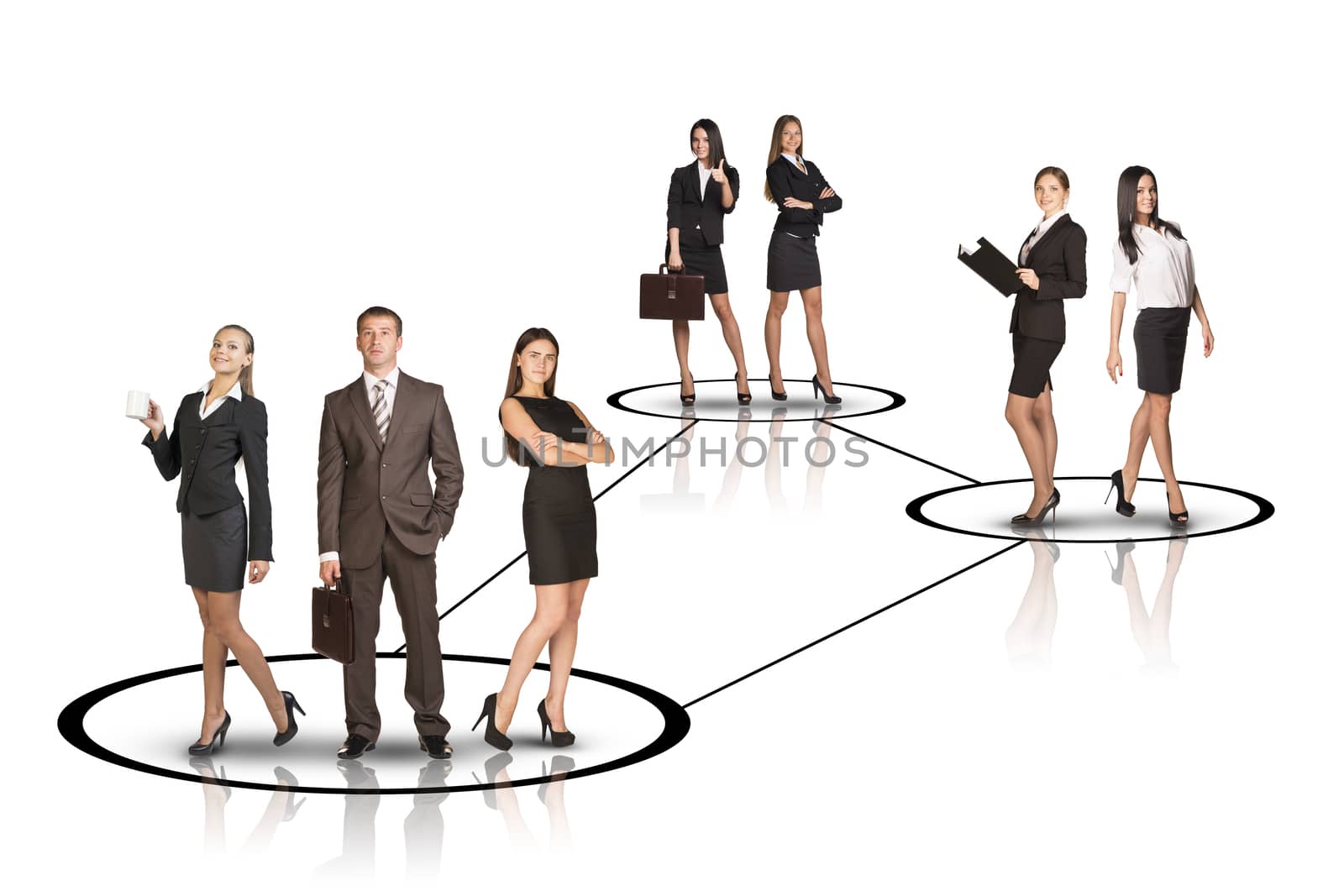 Groups of business people with leader  by cherezoff