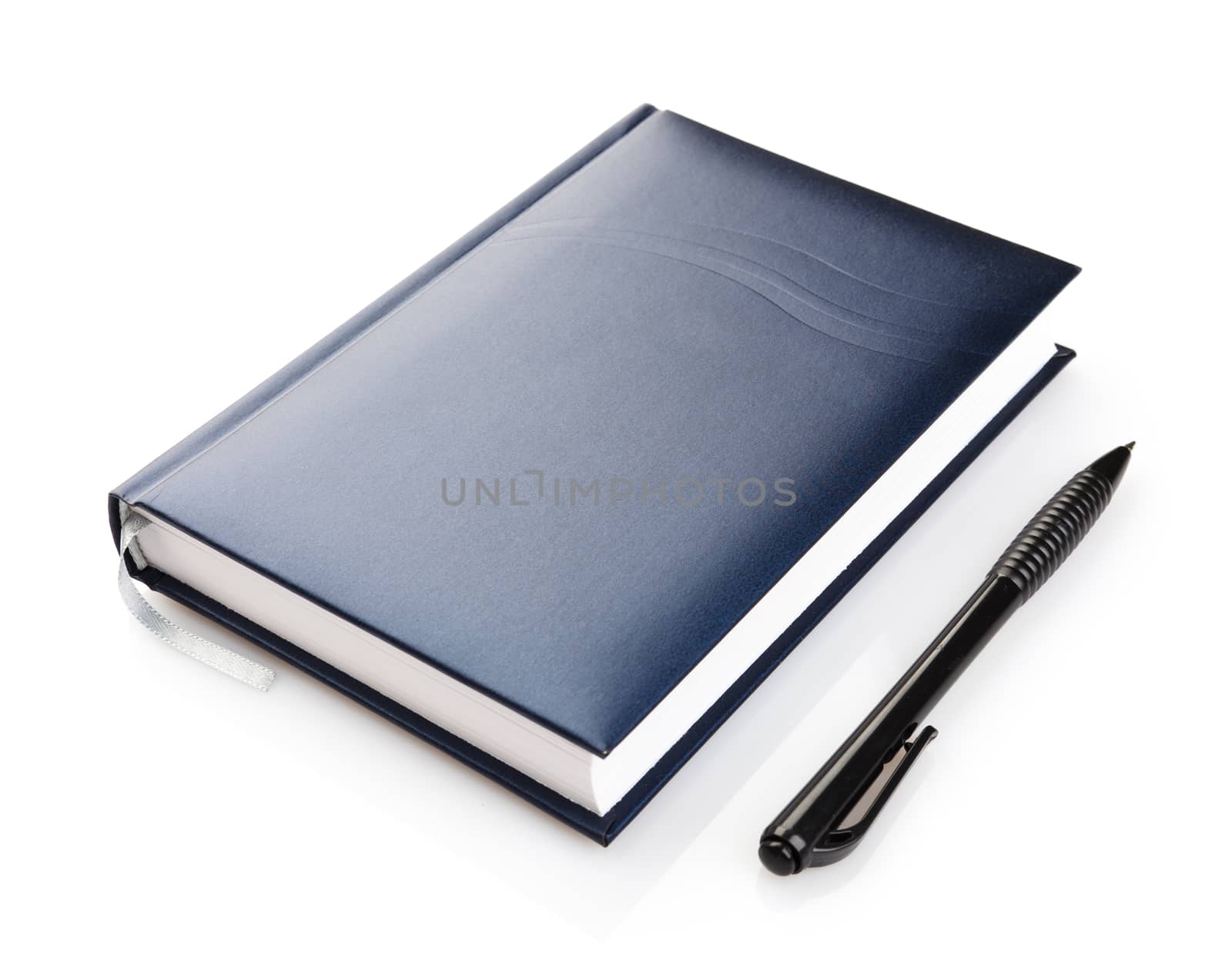 notebook with pen  on a white background