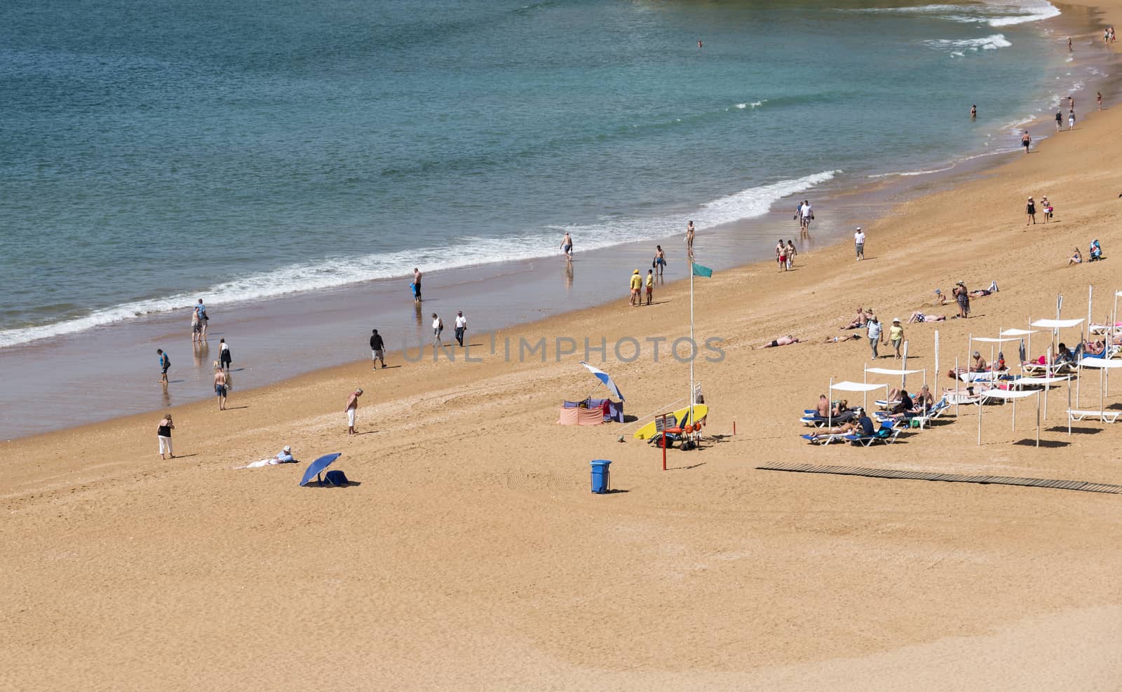 families have fun on the beach in the sand near the water