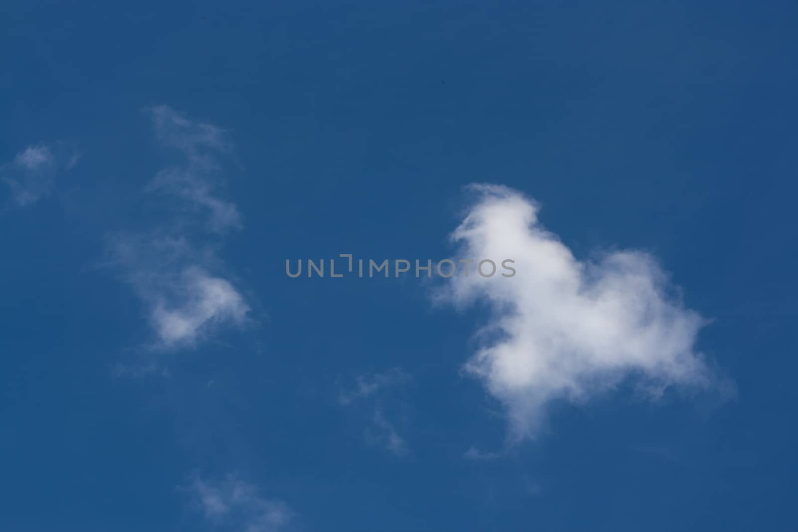 Smalll white clouds set against a blue sky