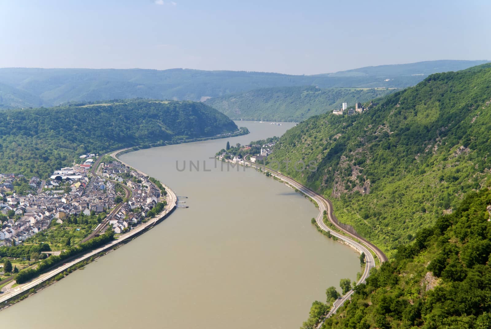 Panorama of the Rhine with Castles Sterrenberg and Liebenstein