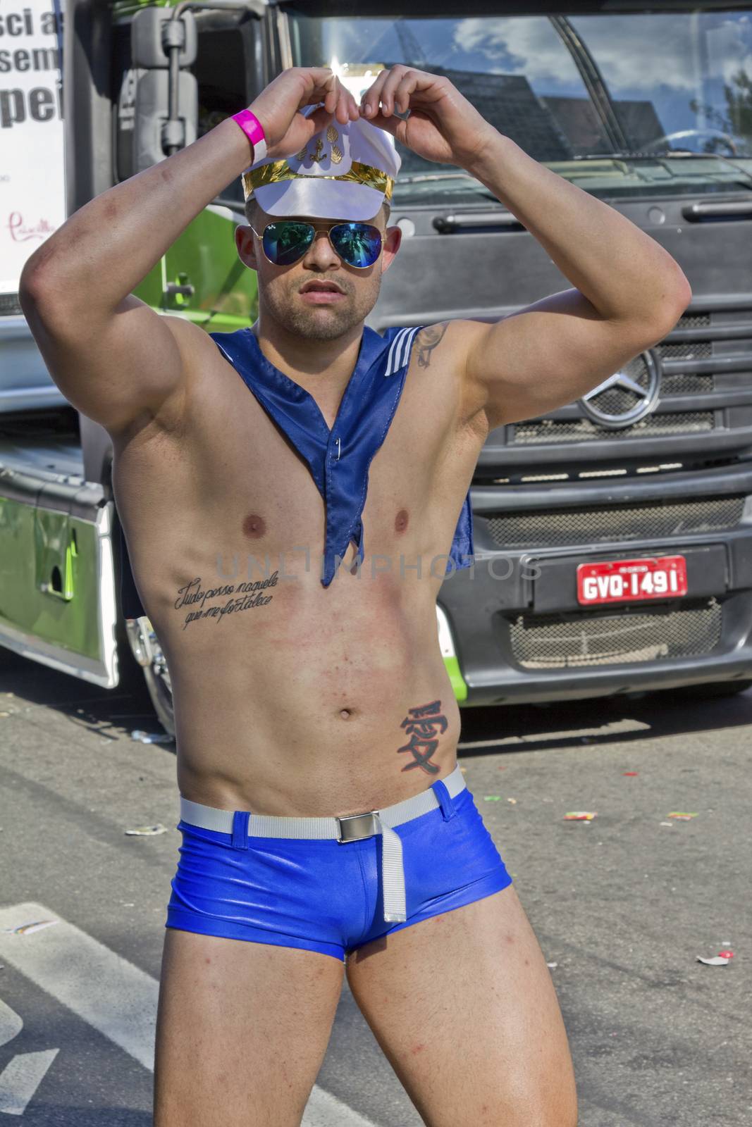 One person wearing costume in Pride Parade Sao Paulo by marphotography