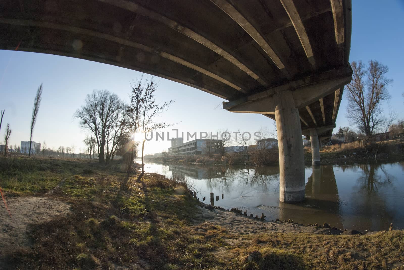 Bridge on the river washing by Morfey713