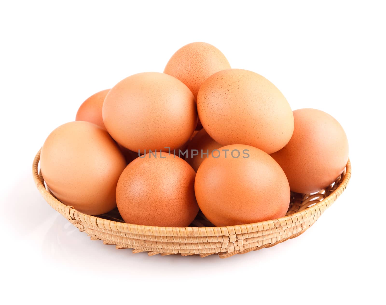 eggs in a bowl isolated on white