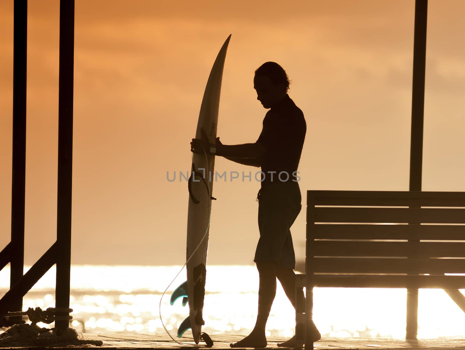 Surfer  at Sunset Tme by truphoto