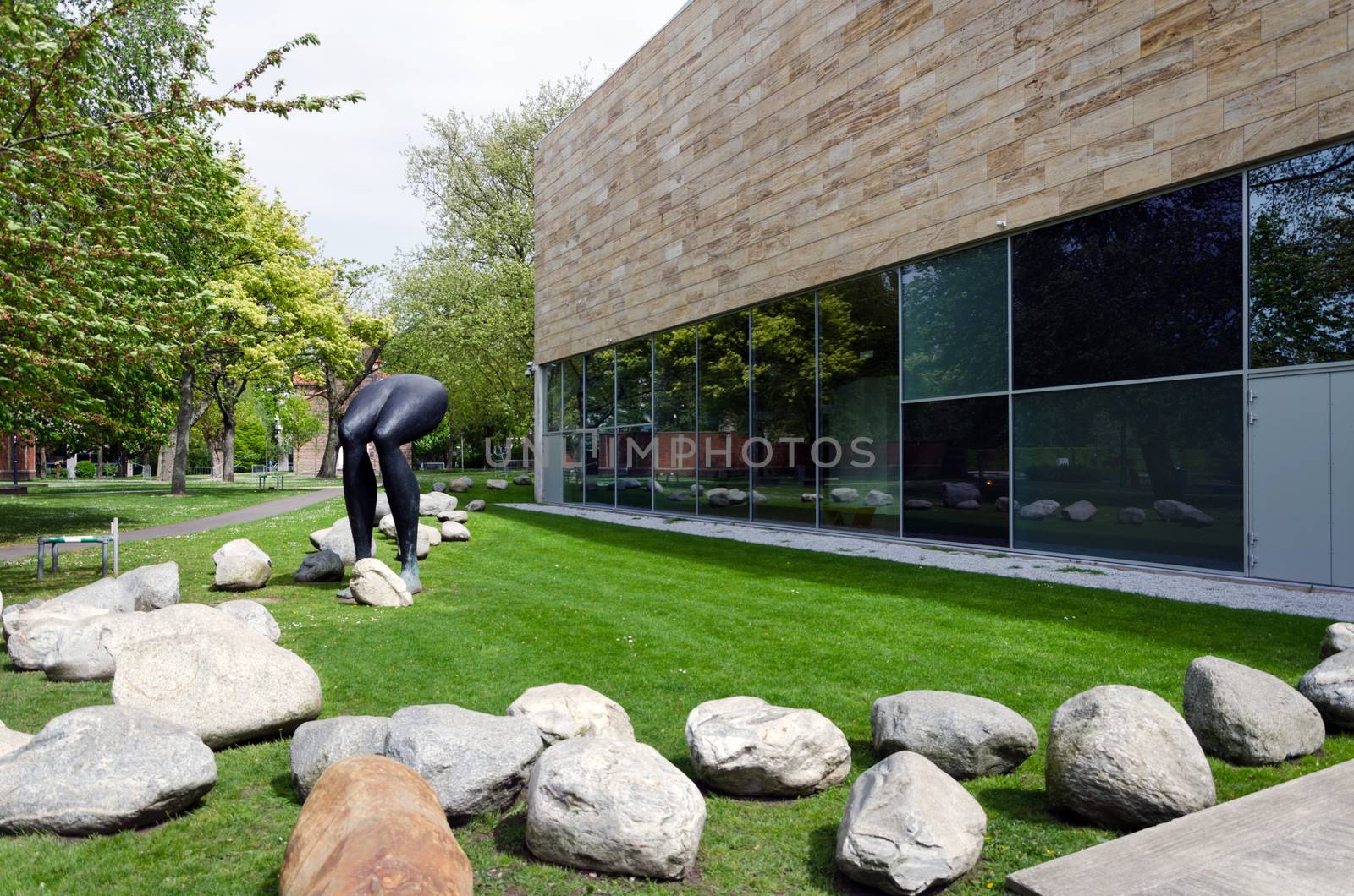 Rotterdam, Netherlands - May 9, 2015: The Kunsthal museum in Museumpark, Rotterdam on May 9, 2015. The building was designed by the Dutch architect Rem Koolhaas.