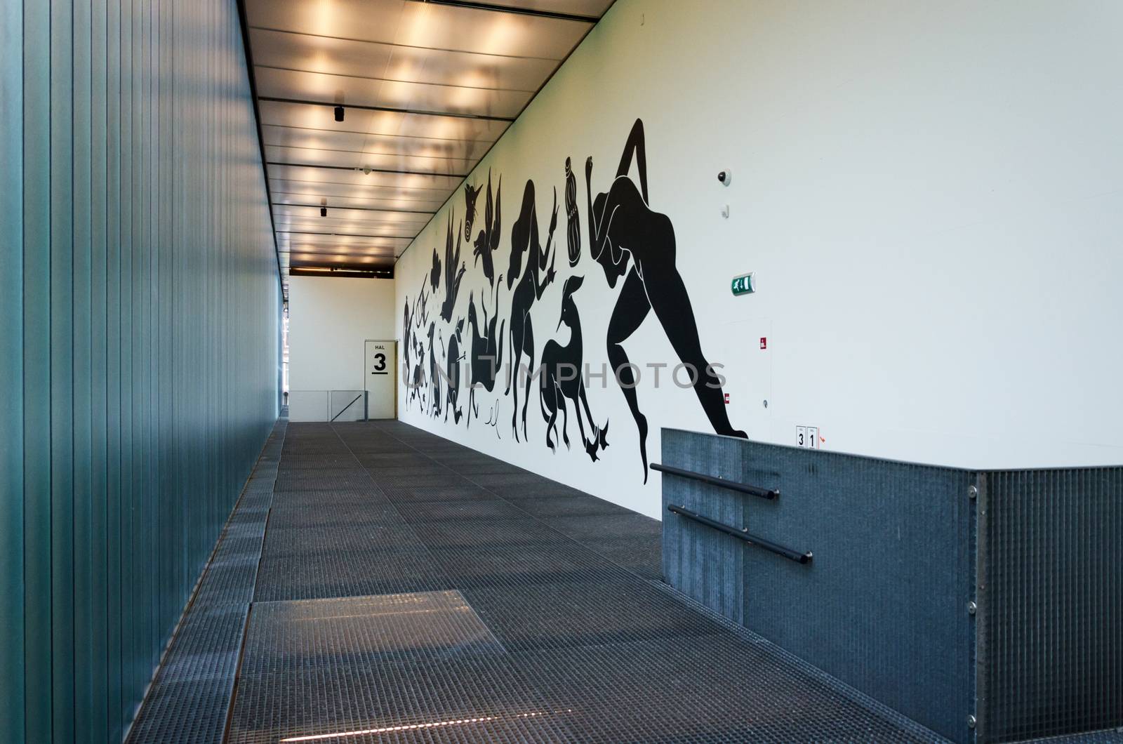 Rotterdam, Netherlands - May 9, 2015: Interior of Kunsthal museum in Museumpark, Rotterdam on May 9, 2015. The building was designed by the Dutch architect Rem Koolhaas.