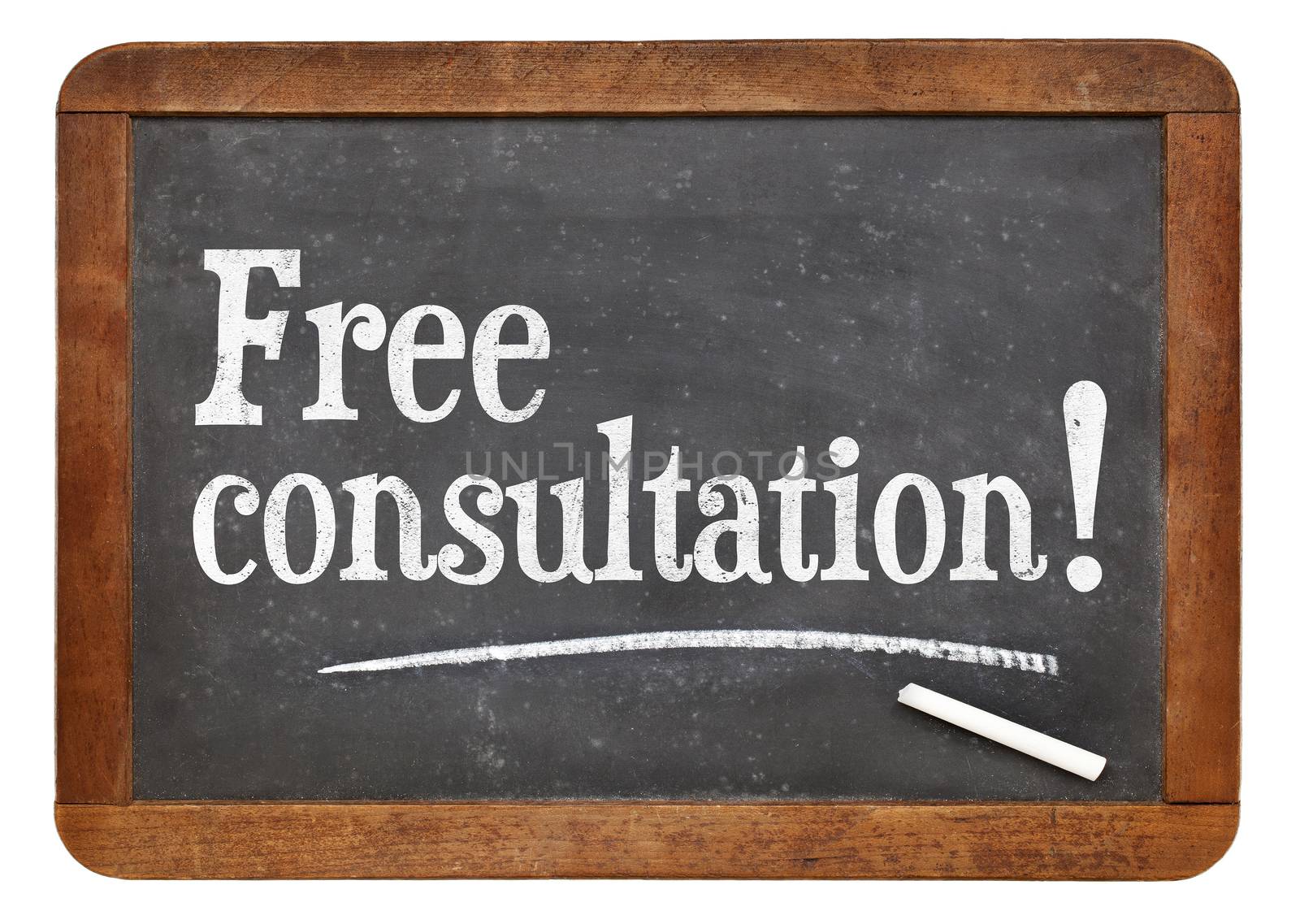 Free consultation sign - service offer - text  on a vintage slate blackboard