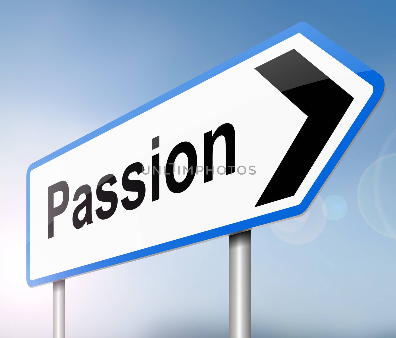 Illustration depicting a sign with a passion concept.