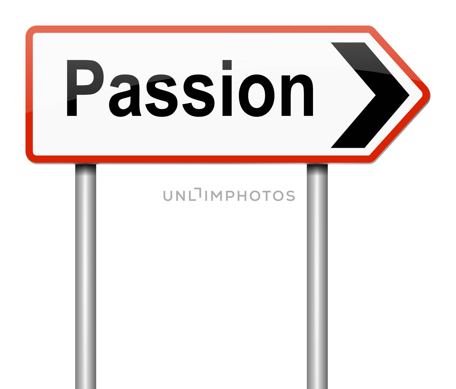 Illustration depicting a sign with a passion concept.