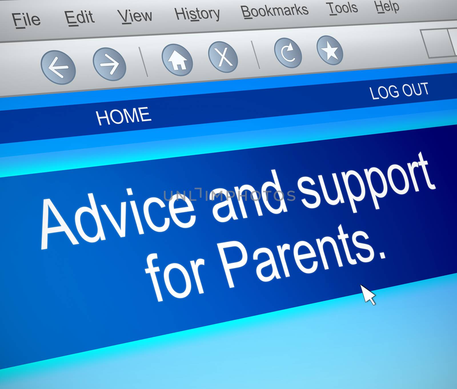 Illustration depicting a computer screen capture with a parenting concept.