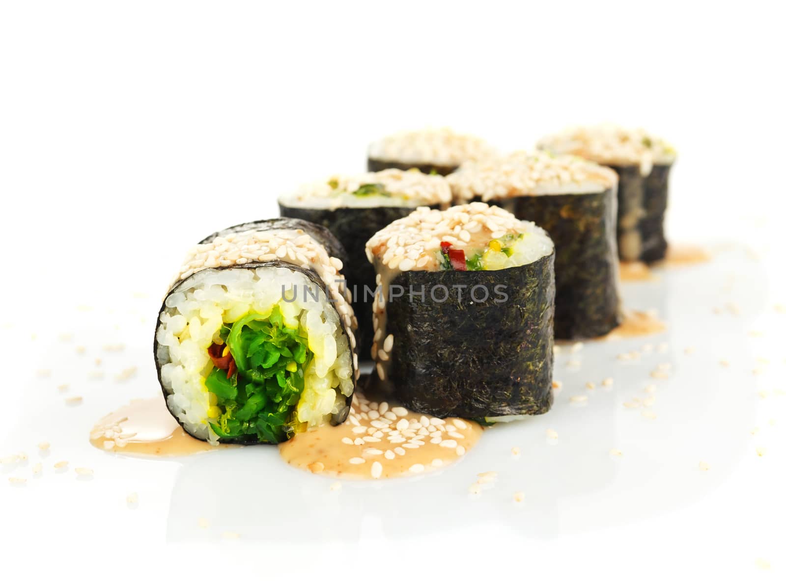 Traditional japanese sushi isolated on white background