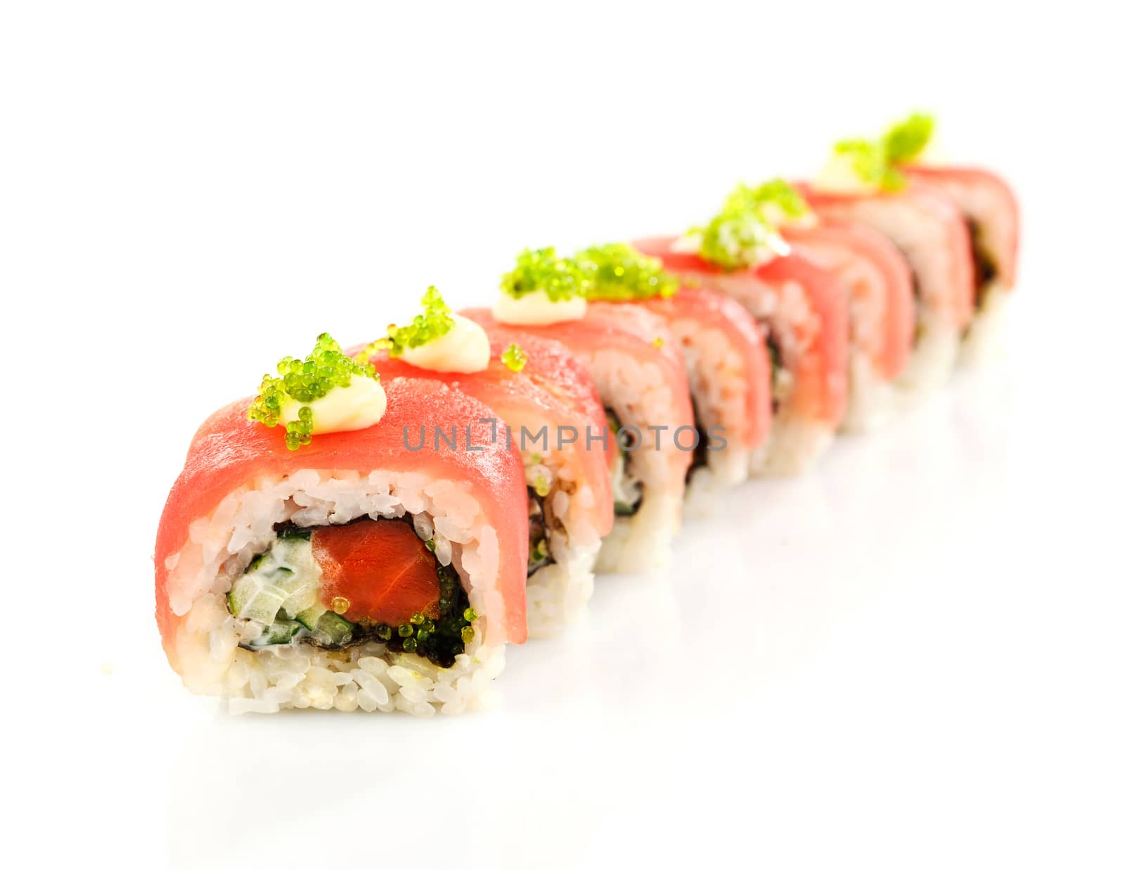 Traditional japanese sushi isolated on white background