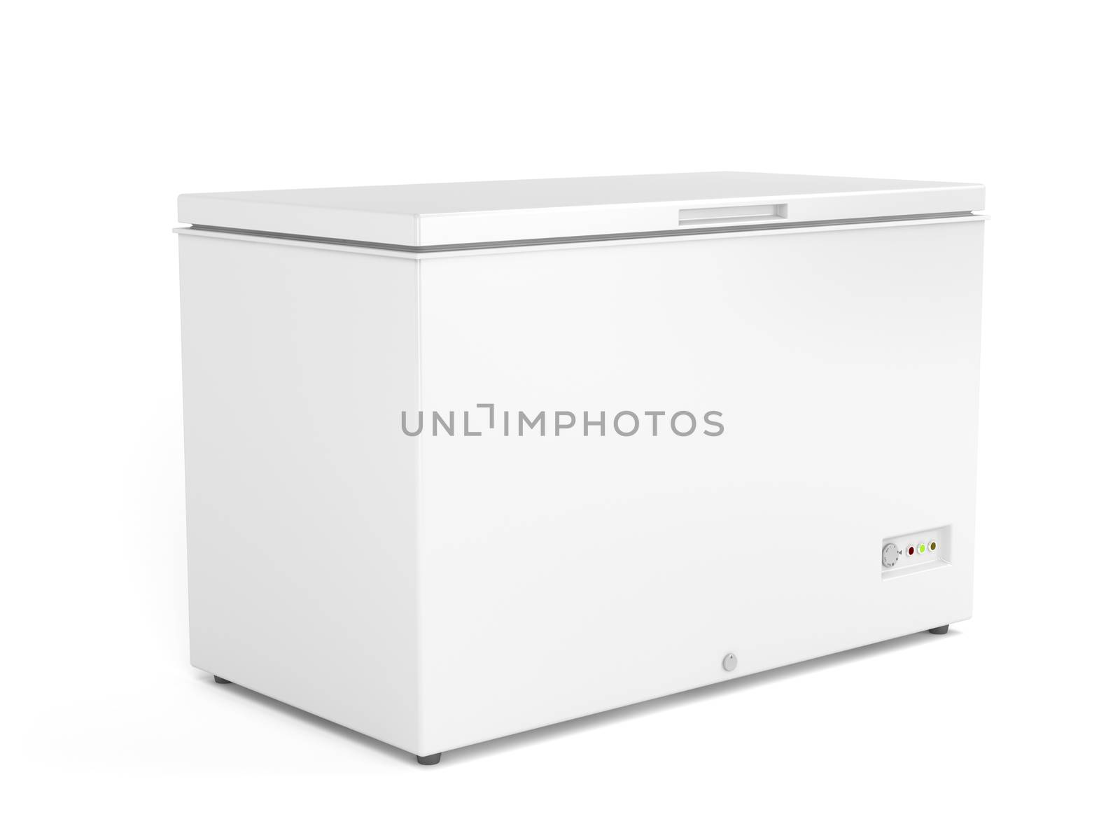 Chest freezer on white background