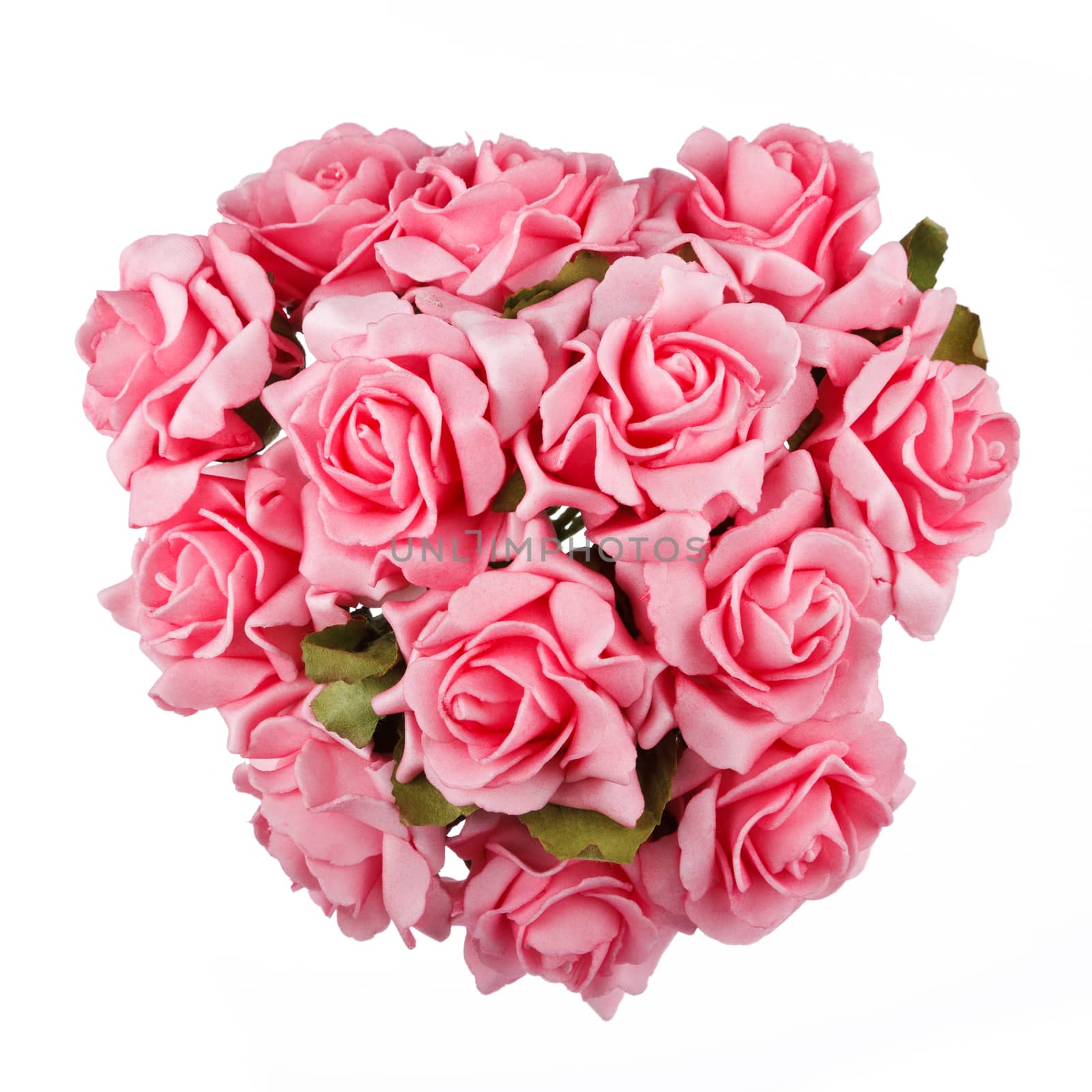 bouquet of pink roses isolated on white background