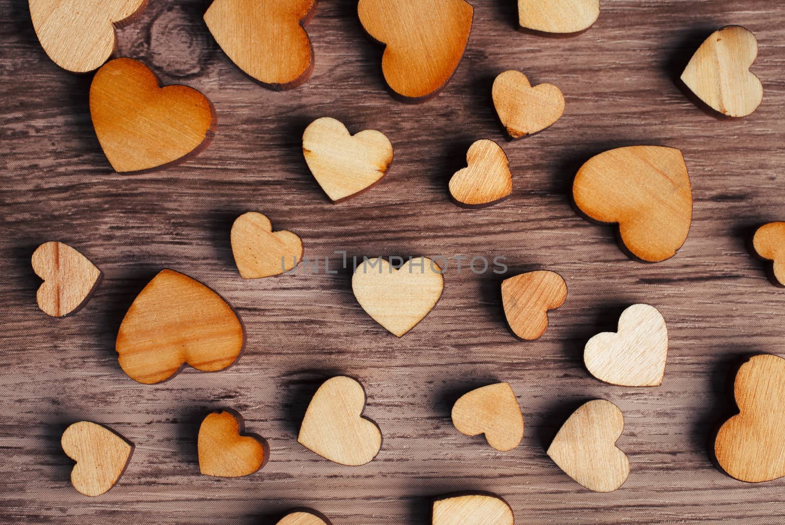wooden hearts on the board