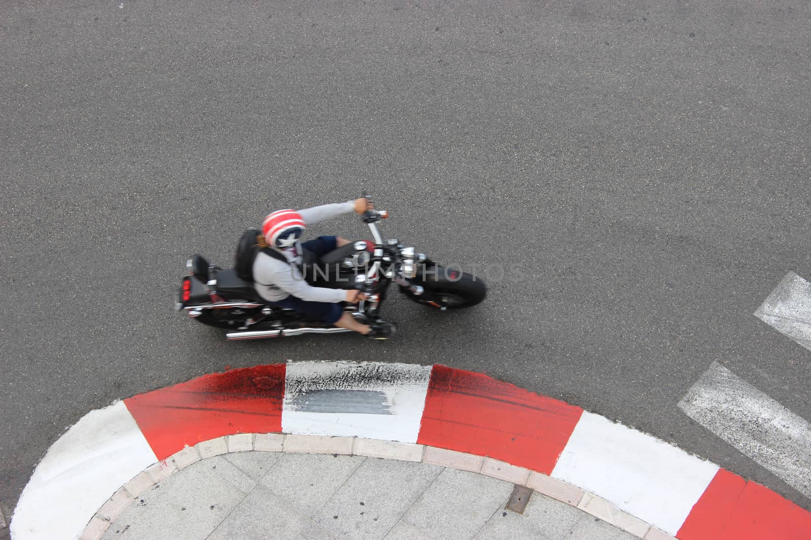 A motorcyclist on a motorcycle. Monaco Top View