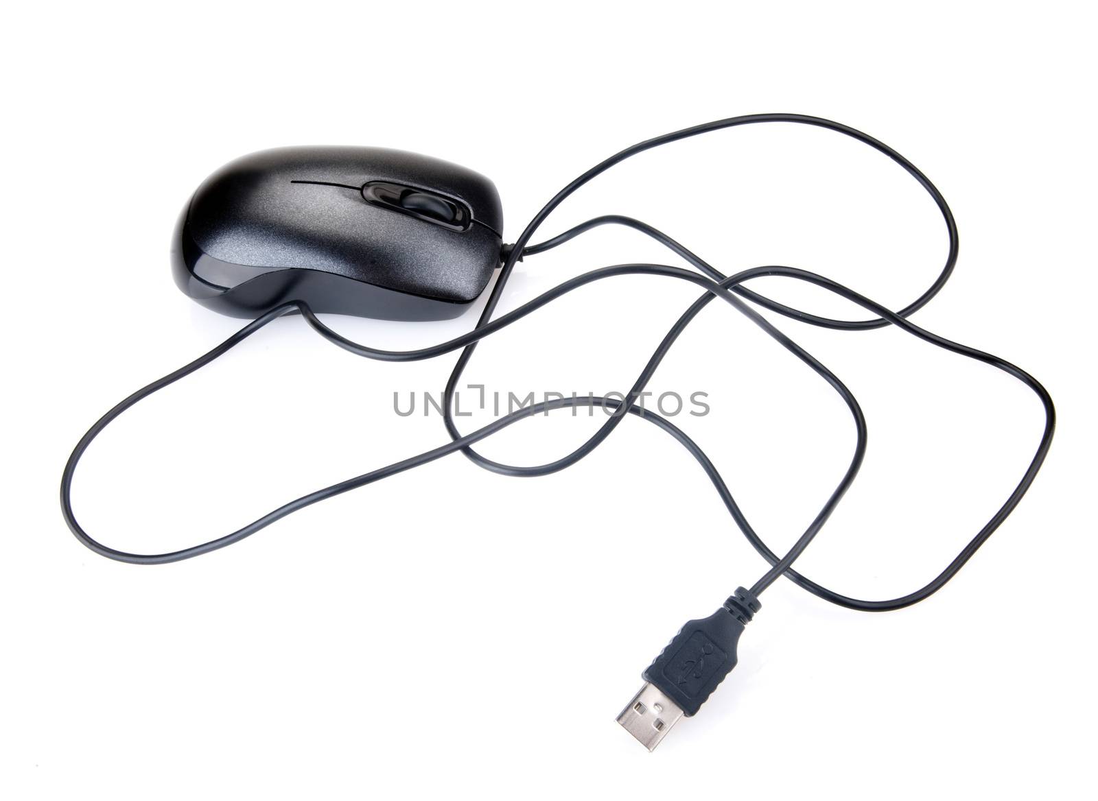 Optical computer wheel USB mouse isolated  on white