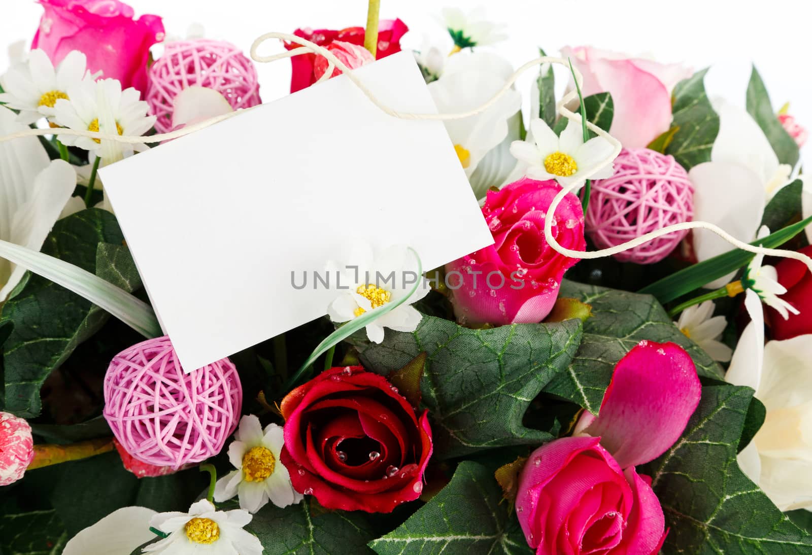 gift card with artifical flowers