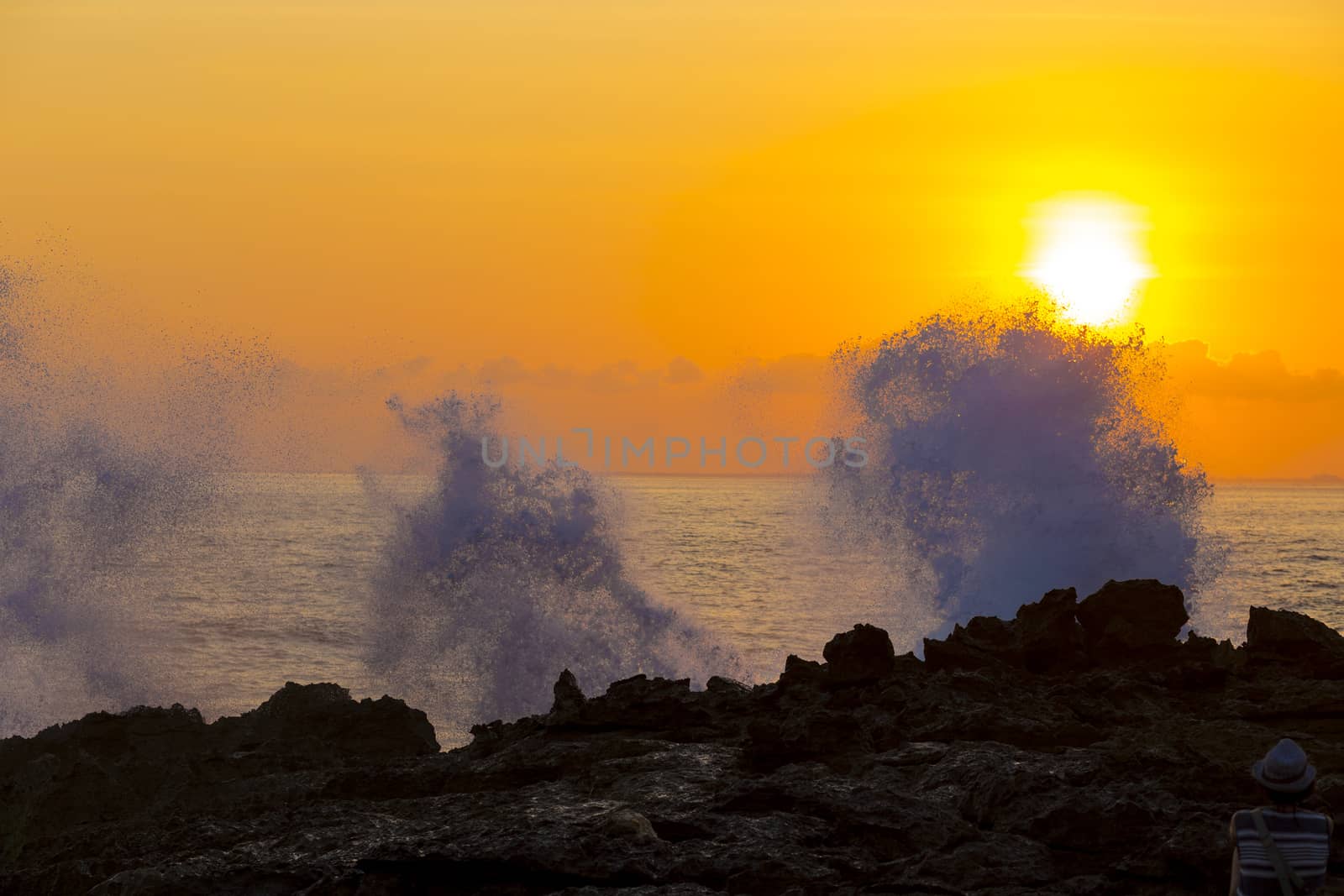 Ocean Wave at Sunset Time. by truphoto