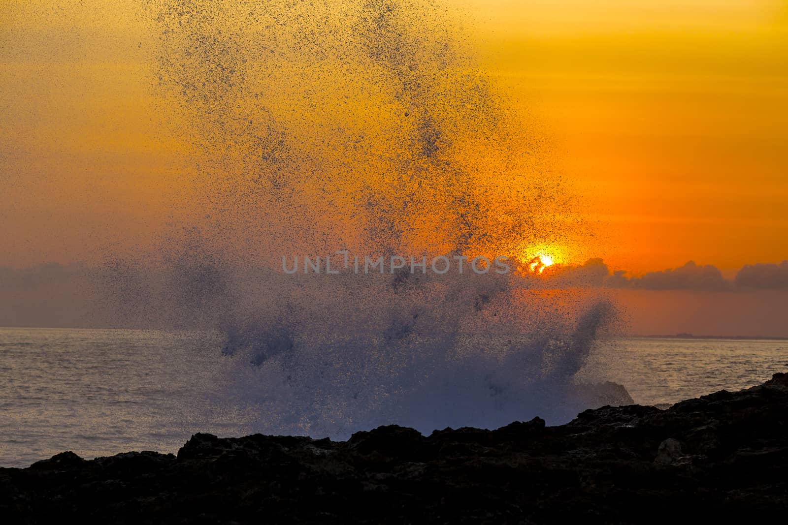 Ocean Wave at Sunset Time. by truphoto