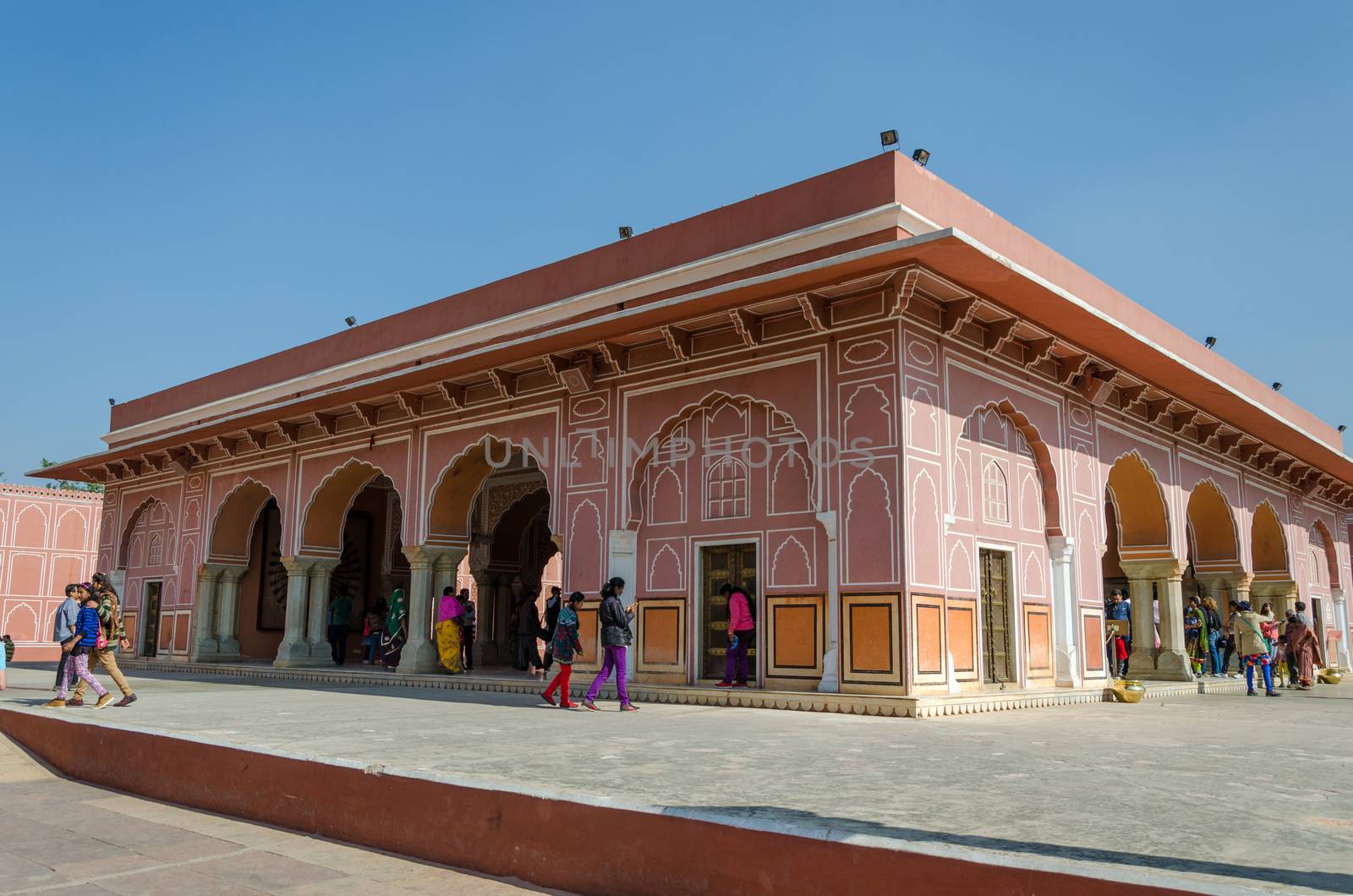 Jaipur, India - December 29, 2014: Tourist visit The City Palace complex on December 29, 2014 in Jaipur, India. It was the seat of the Maharaja of Jaipur, the head of the Kachwaha Rajput clan.