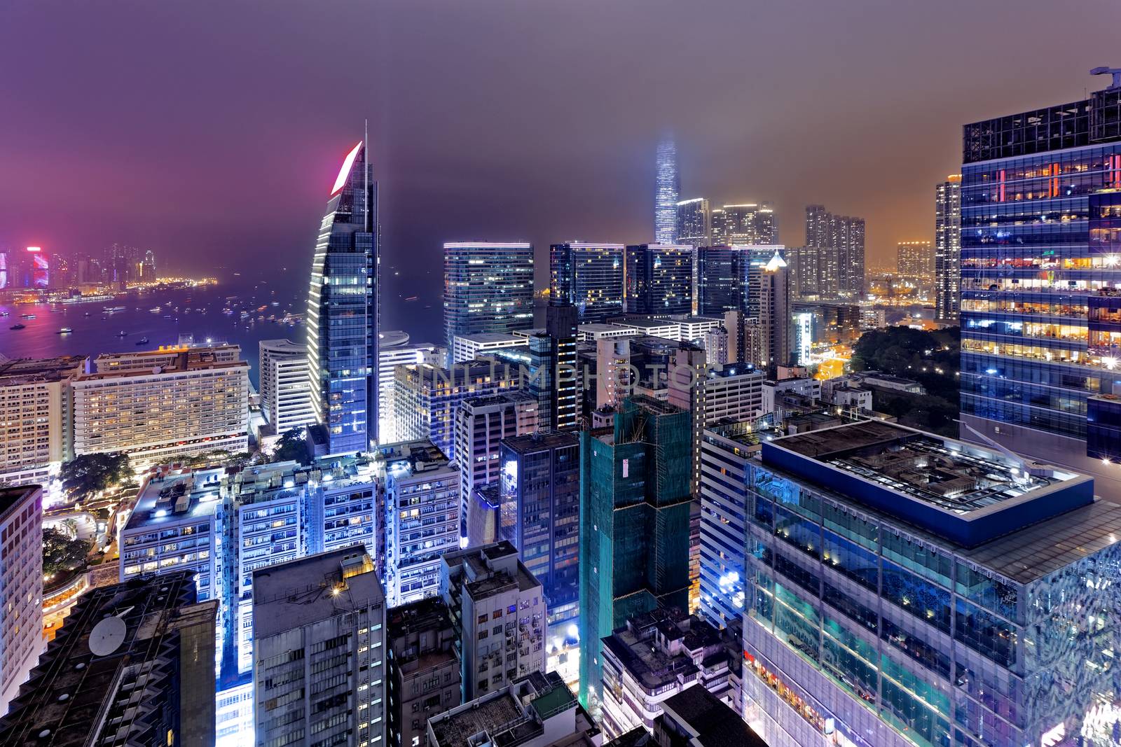 Tsim Sha Tsui at night, hong kong downtown area