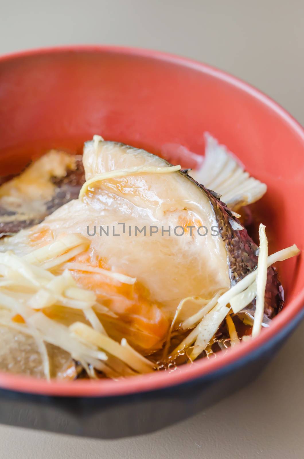 Japanese Cuisine - Salmon Kabutoni , fish with sweet sauce