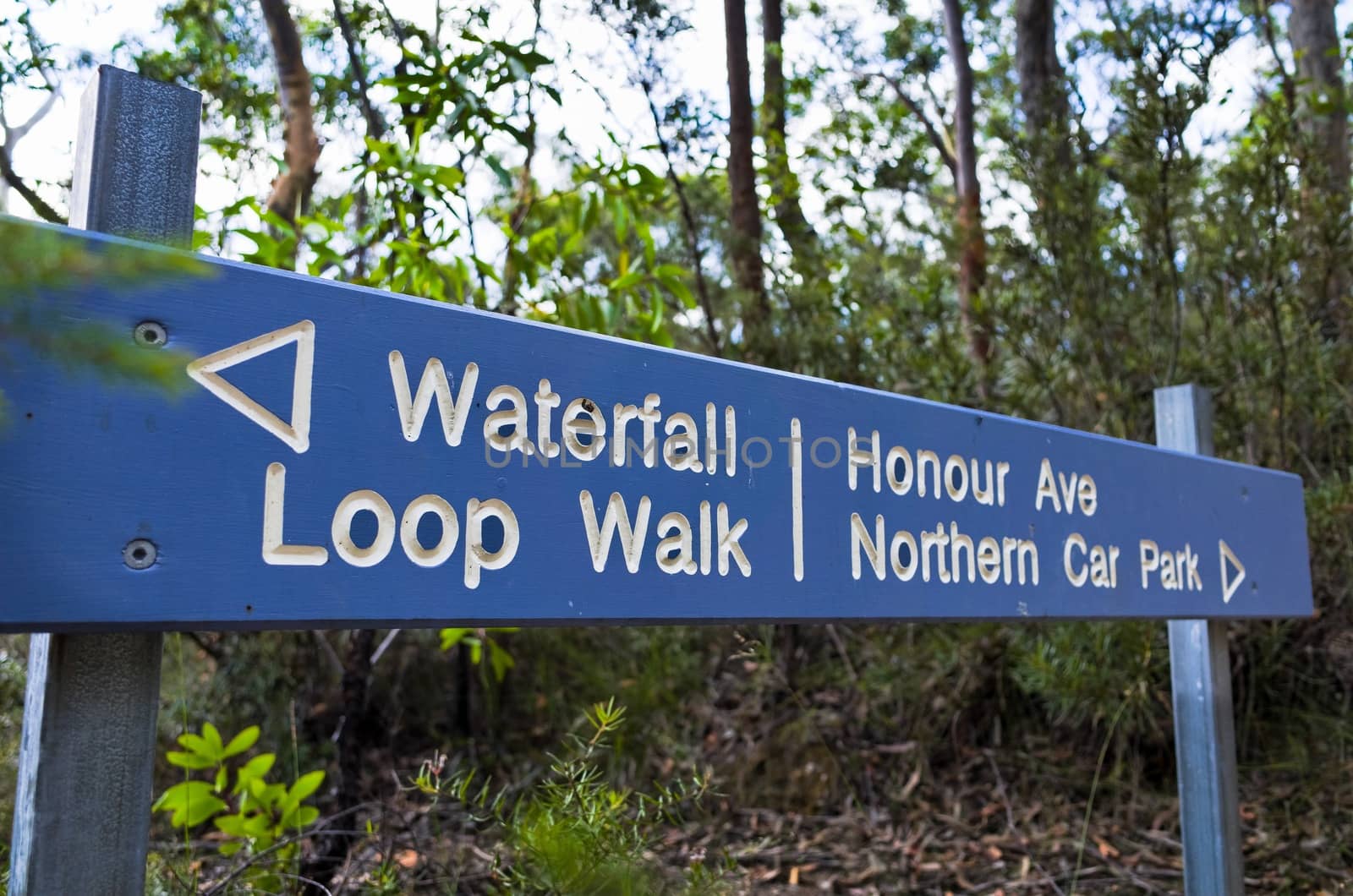 Hiking trail sign on a hike path