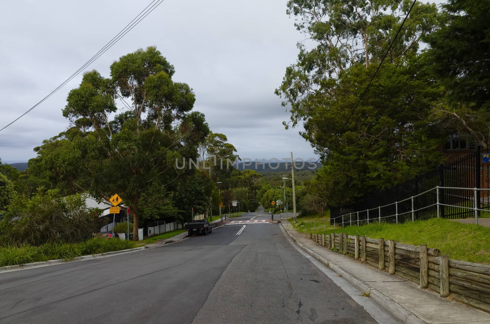 A suburban street in Hazelbrook, Blue Mountains, New South Wales, Australia