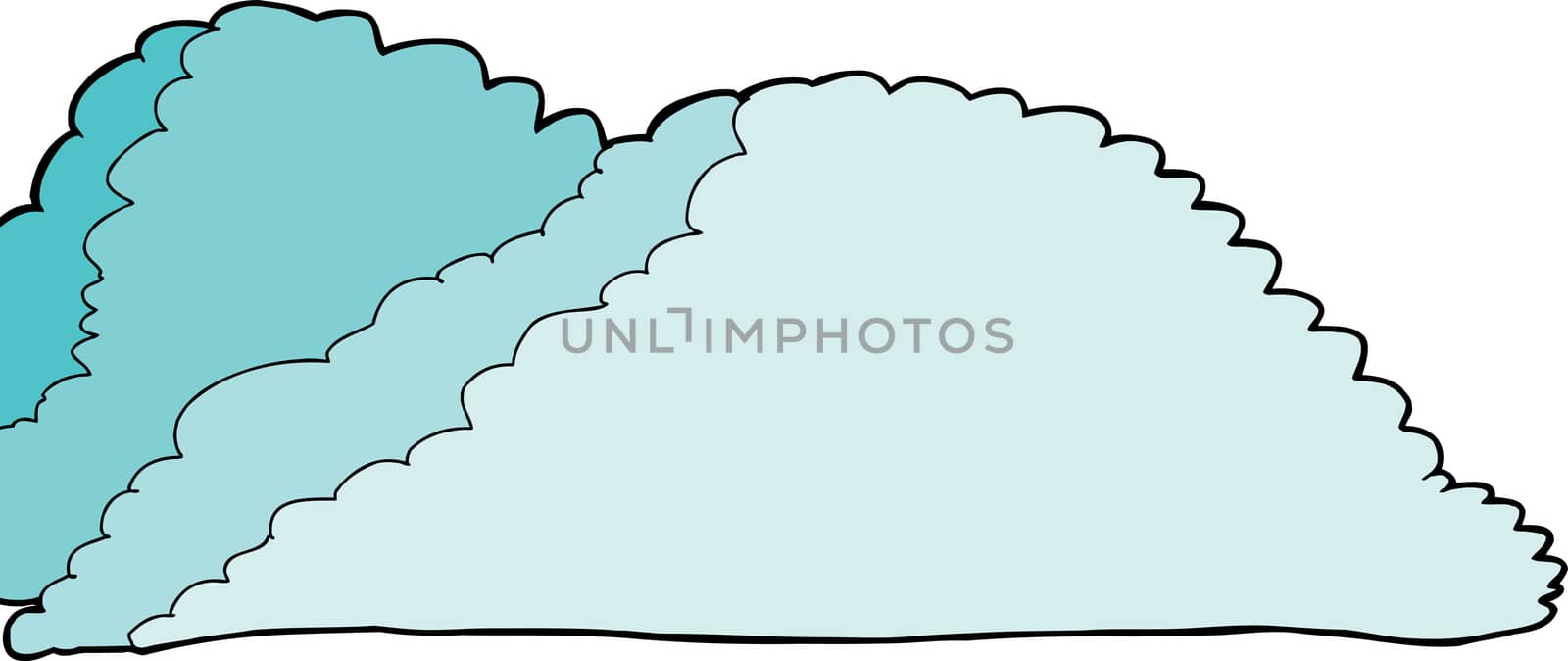 Isolated cartoon cumulonimbus clouds background with copy space
